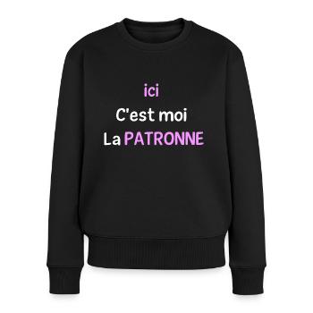 Ici c'est moi la patronne - Pull Premium bio Femme - noir - Devant - Julia (174cm)