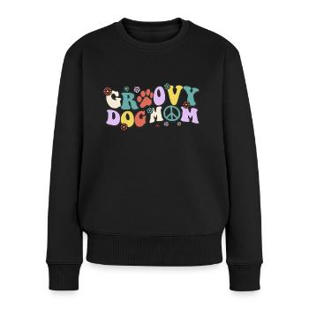 Groovy Hunde Mama - Frauen Premium Bio Pullover - Schwarz - Vorne - Julia (174cm)