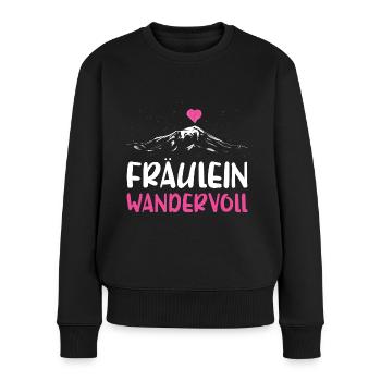 Fräulein Wandervoll Berge Gebirge Wandern Herz - Frauen Premium Bio Pullover - Schwarz - Vorne - Julia (174cm)