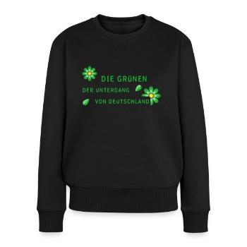 Deutschland die Grünen grün - Frauen Premium Bio Pullover - Schwarz - Vorne - Julia (174cm)
