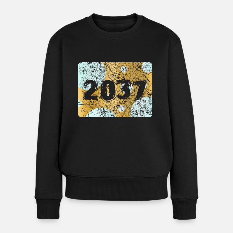 Zahl 2037 - Frauen Premium Bio Pullover - Schwarz