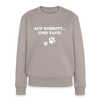 Auf Schritt Und Tatz - Frauen Premium Bio Pullover - Taupe - Vorne - Julia (174cm)
