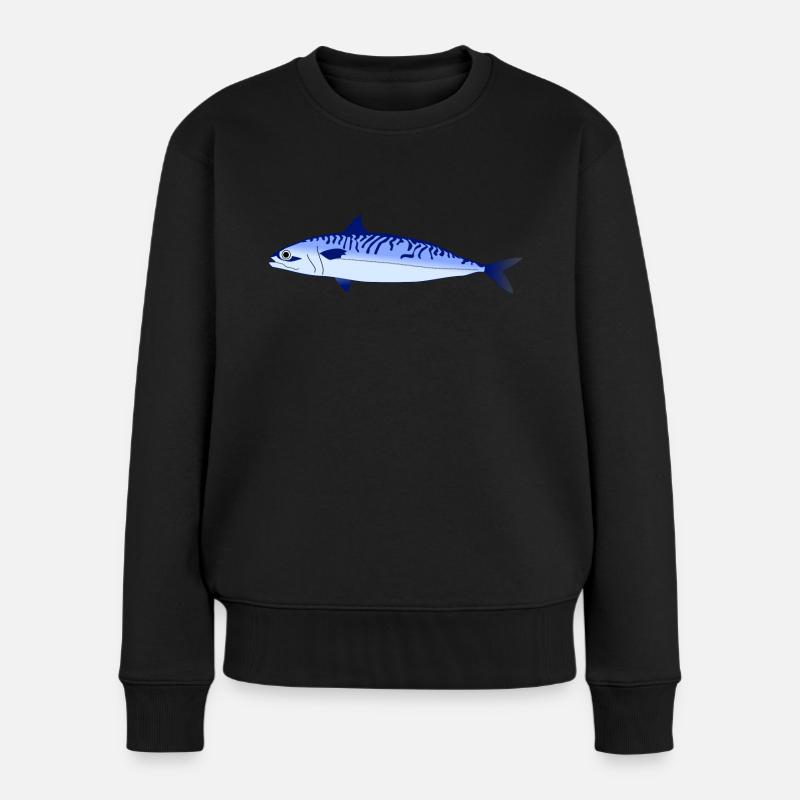 Makrele Blau - Frauen Premium Bio Pullover - Schwarz
