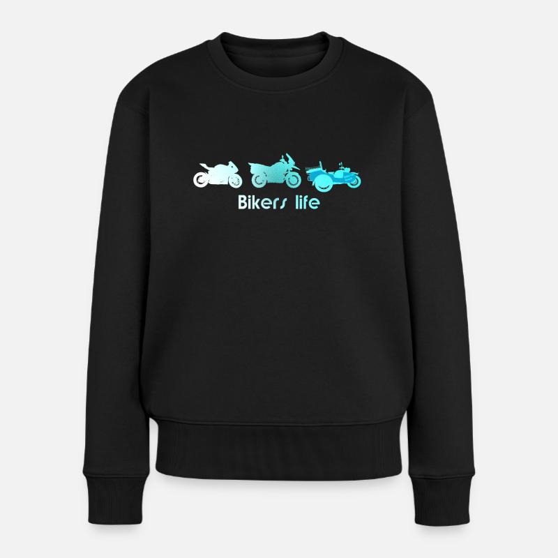 bikers life mit Struktur - Frauen Premium Bio Pullover - Schwarz
