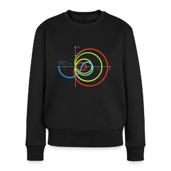 Zeta - Re=1/2 - avec coordonnées - Lignes - Pull Premium bio Femme - noir - Devant - Julia (174cm)