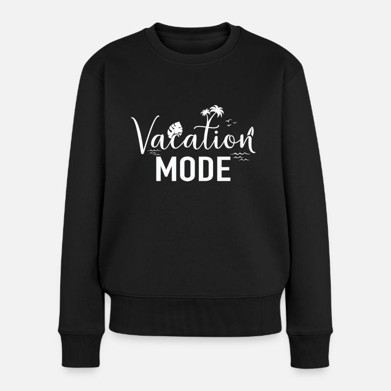 vacation mode - Frauen Premium Bio Pullover - Schwarz
