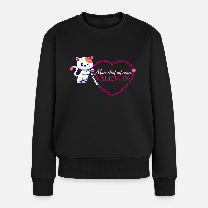 Chat Valentin - Pull Premium bio Femme - noir