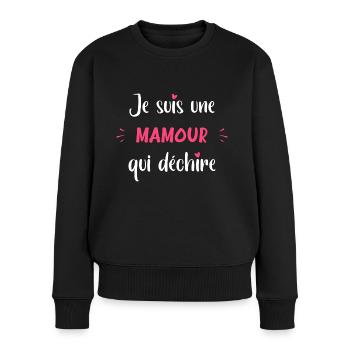 Qui déchire mamour - Pull Premium bio Femme - noir - Devant - Julia (174cm)