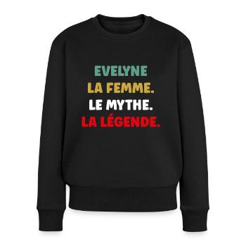 evelyne la femme le mythe la légende - Pull Premium bio Femme - noir - Devant - Julia (174cm)