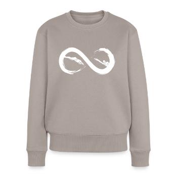 Infinity-Schwimmen - Frauen Premium Bio Pullover - Taupe - Vorne - Julia (174cm)