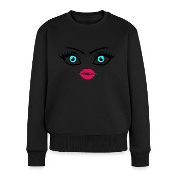 kiss face - Frauen Premium Bio Pullover - Schwarz - Vorne - Julia (174cm)