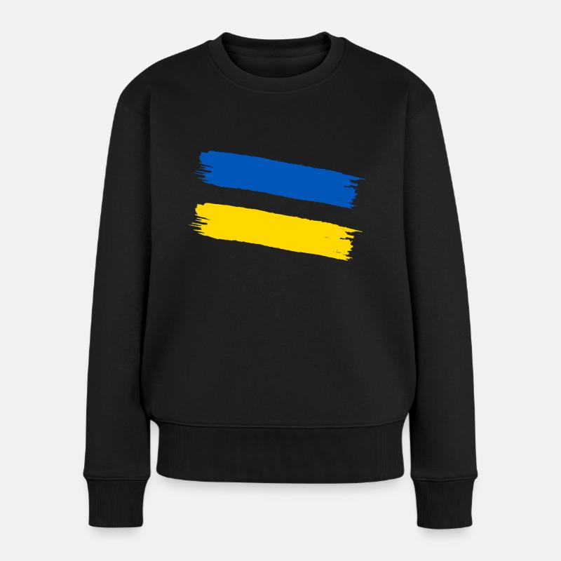 Unterstütze die Ukraine - Frauen Premium Bio Pullover - Schwarz