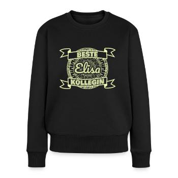 Arbeitskollegin Elisa - Frauen Premium Bio Pullover - Schwarz - Vorne - Julia (174cm)
