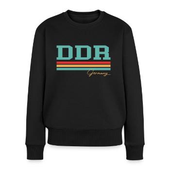 DDR Ostdeutschland - Frauen Premium Bio Pullover - Schwarz - Vorne - Julia (174cm)