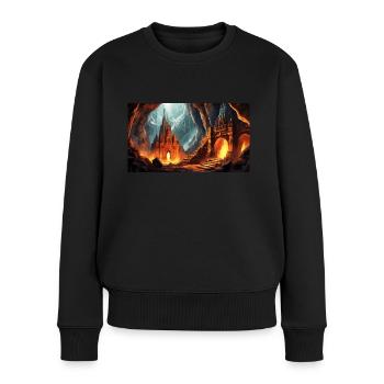 wunderschöne mythische Orte – Avalon - Frauen Premium Bio Pullover - Schwarz - Vorne - Julia (174cm)
