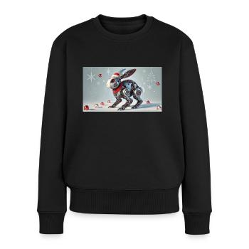 Weihnachtshase - Frauen Premium Bio Pullover - Schwarz - Vorne - Julia (174cm)