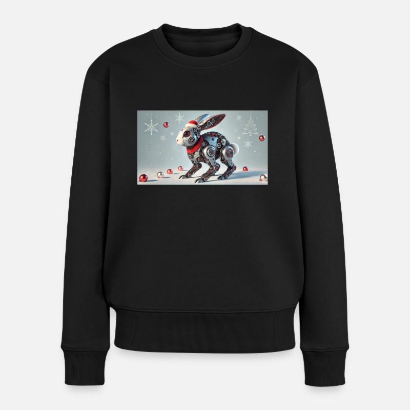 Weihnachtshase - Frauen Premium Bio Pullover - Schwarz