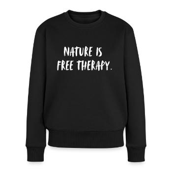 La nature est une thérapie gratuite. La nature est libre. - Pull Premium bio Femme - noir - Devant - Julia (174cm)