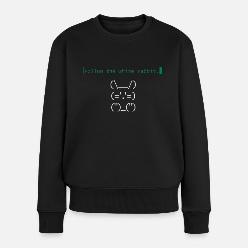Matrix follow the white rabbit - Frauen Premium Bio Pullover - Schwarz