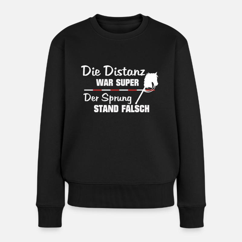 Hobby Horse Pferd Springreiten - Frauen Premium Bio Pullover - Schwarz