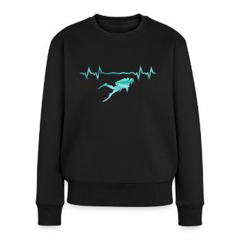 Plongeur avec battement de cœur, plongée - Pull Premium bio Femme - noir - Devant - Julia (174cm)