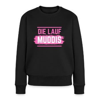 Muddy run shirt mud Matsch Laufshirt Team Muddi - Frauen Premium Bio Pullover - Schwarz - Vorne - Julia (174cm)