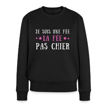 Je suis une fée la fée pas chier - Pull Premium bio Femme - noir - Devant - Julia (174cm)