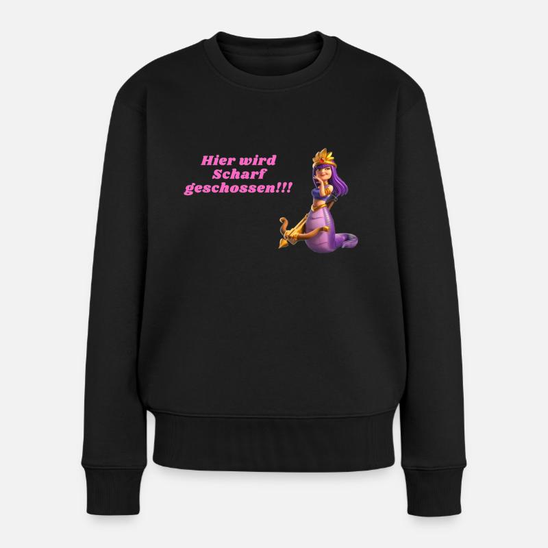Lustige Sprüche - Frauen Premium Bio Pullover - Schwarz