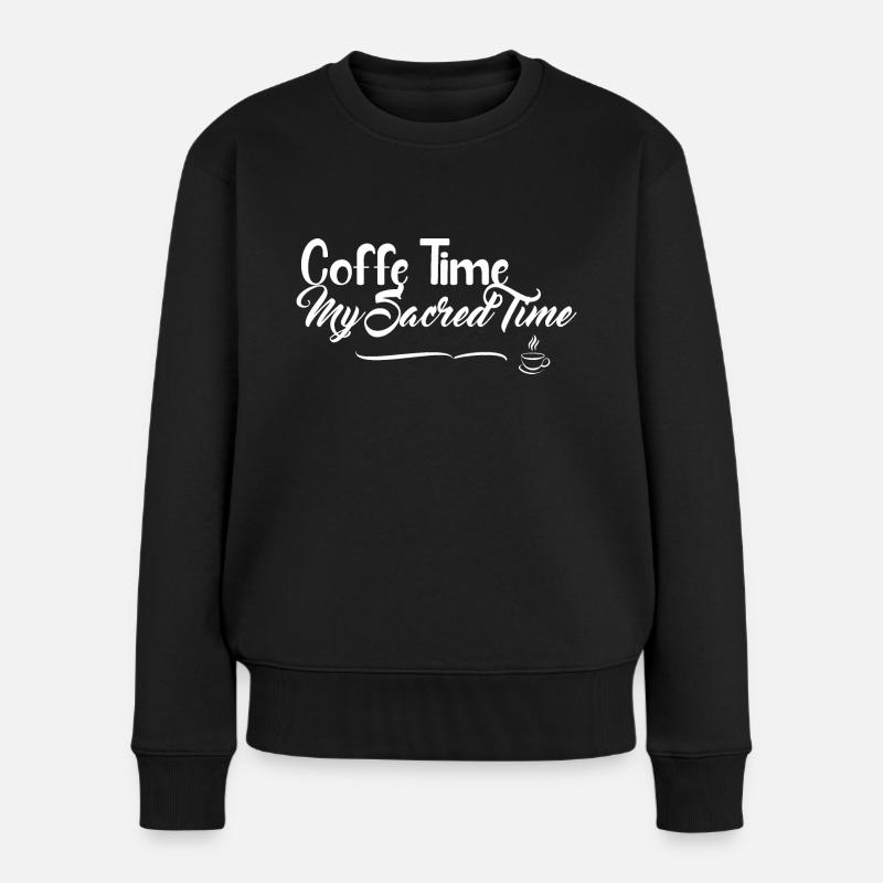 Kaffeezeit - Cooles Design - Frauen Premium Bio Pullover - Schwarz