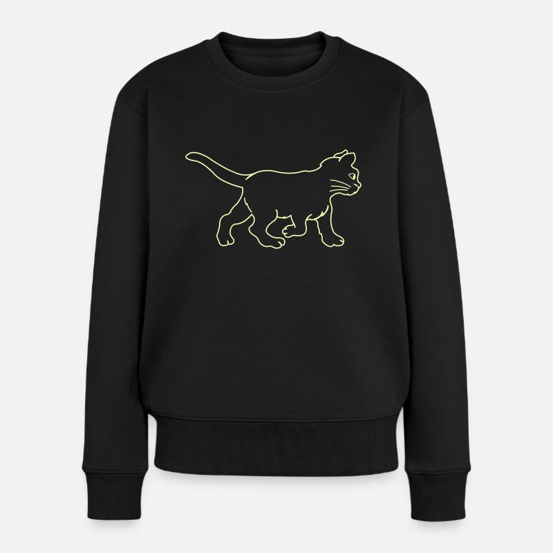 katze - Frauen Premium Bio Pullover - Schwarz