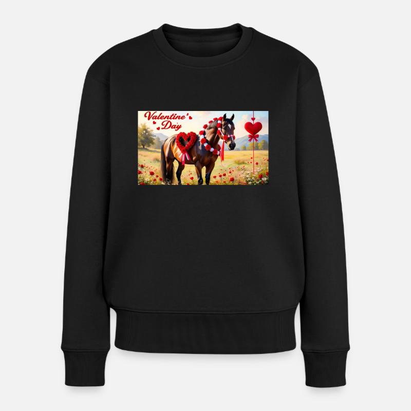 Cheval saint valentin 20241231 142950 0000 - Pull Premium bio Femme - noir