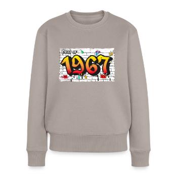 Classic Rebel 1967 Graffiti – 58 ans d’Iconic - Pull Premium bio Femme - taupe - Devant - Julia (174cm)