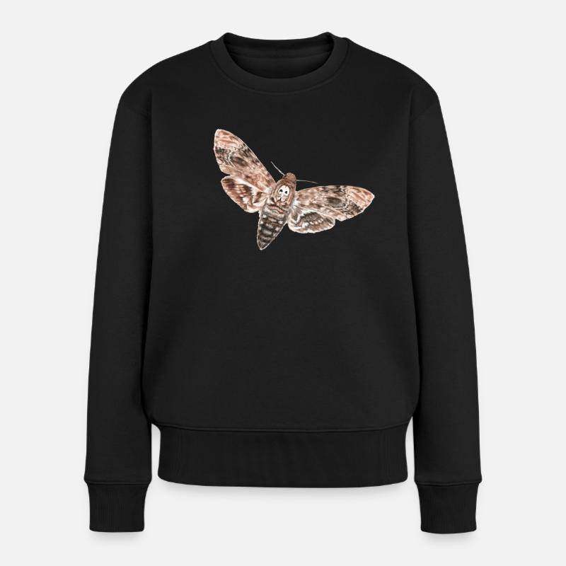 Nachtschwärmer - Totenkopf Motte - Frauen Premium Bio Pullover - Schwarz