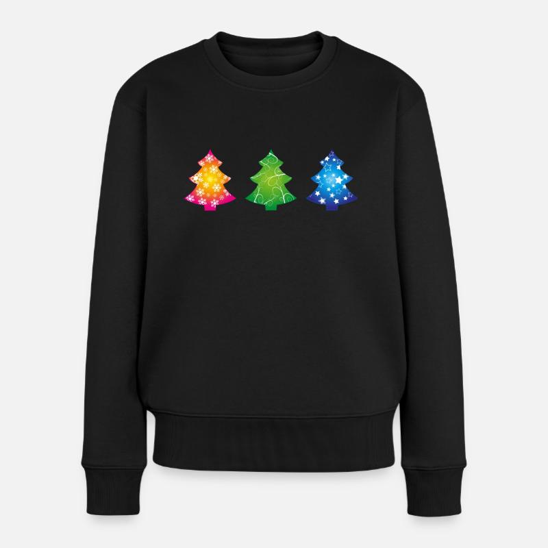Weihnachtsbäume - Frauen Premium Bio Pullover - Schwarz