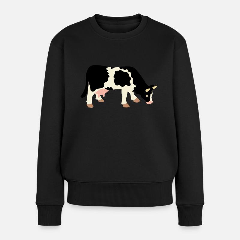 Kuh - Frauen Premium Bio Pullover - Schwarz