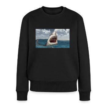 Grand requin blanc dans les mers orageuses - Pull Premium bio Femme - noir - Devant - Julia (174cm)