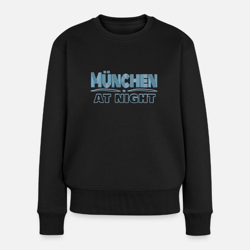 Stadt München bei Nacht - Frauen Premium Bio Pullover - Schwarz