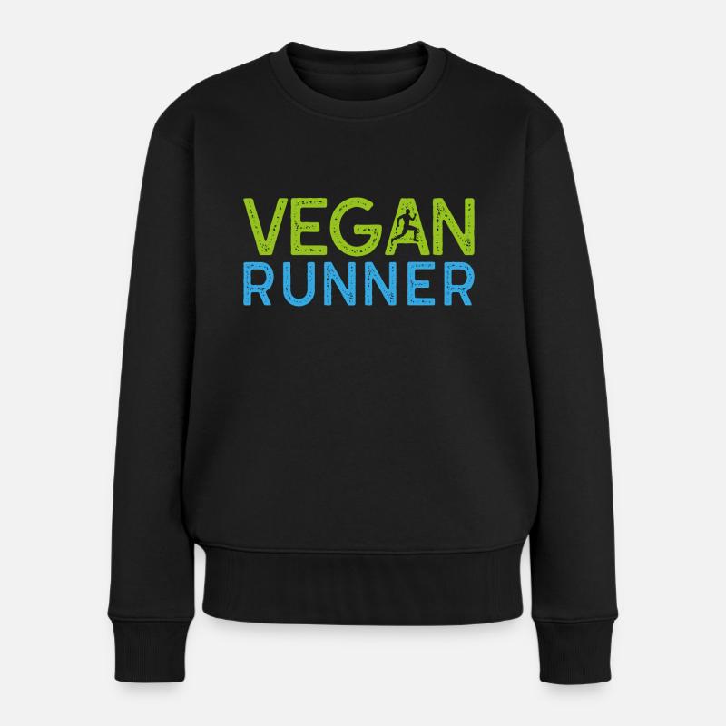 Vegan runner Geschenk Pflanzen Spruch - Frauen Premium Bio Pullover - Schwarz