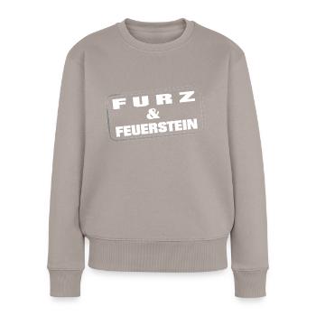 Furz und Feuerstein - Frauen Premium Bio Pullover - Taupe - Vorne - Julia (174cm)