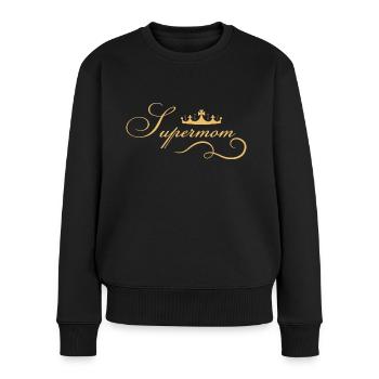 Supermom beste Mama - Frauen Premium Bio Pullover - Schwarz - Vorne - Julia (174cm)
