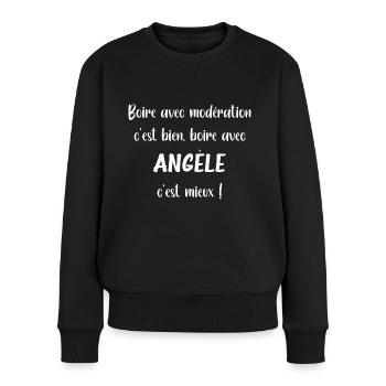 boire avec angèle - Pull Premium bio Femme - noir - Devant - Julia (174cm)