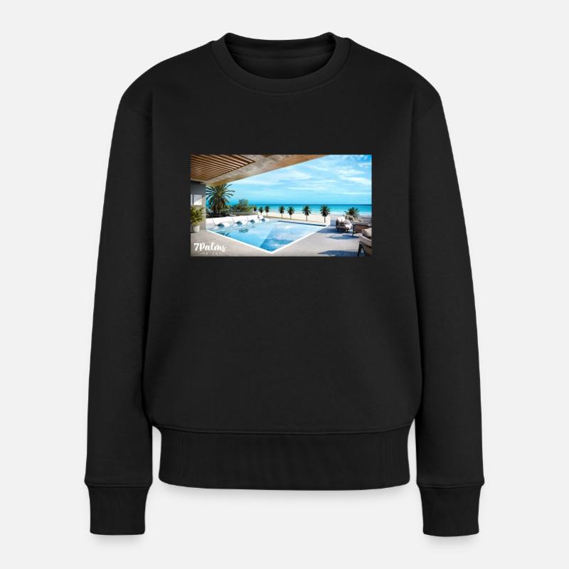 Pool und Strand - Frauen Premium Bio Pullover - Schwarz