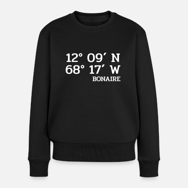 Bonaire Coordinates - Koordinaten - Karibik - Frauen Premium Bio Pullover - Schwarz