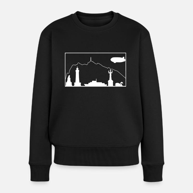 Bodensee & Pfänder | Silhouette filled | Weiß - Frauen Premium Bio Pullover - Schwarz