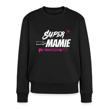Super mamie qui déchire. - Pull Premium bio Femme - noir - Devant - Julia (174cm)