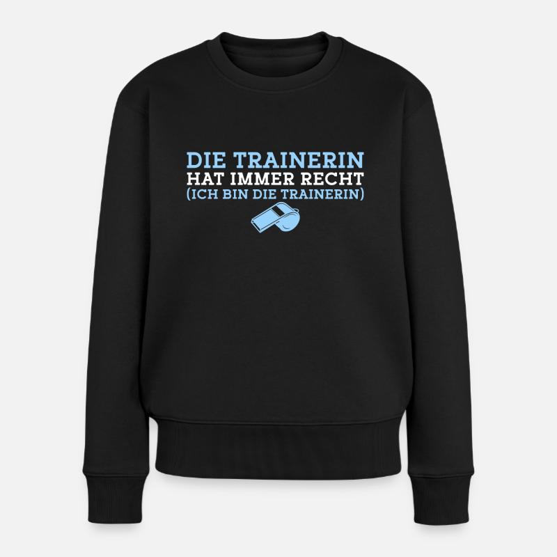 Fußballtrainerin Handball Personal Trainerin - Frauen Premium Bio Pullover - Schwarz