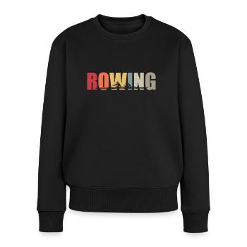 Rowing - Rudern - Ruderer - Ruderin - Aviron - Frauen Premium Bio Pullover - Schwarz - Vorne - Julia (174cm)