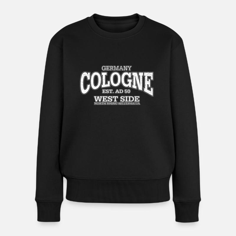 Köln Cologne (white oldstyle) - Frauen Premium Bio Pullover - Schwarz