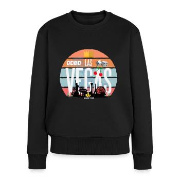 Las Vegas - Frauen Premium Bio Pullover - Schwarz - Vorne - Julia (174cm)