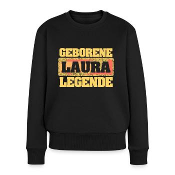 Laura - Frauen Premium Bio Pullover - Schwarz - Vorne - Julia (174cm)